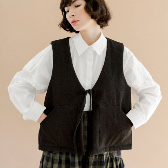 A Bronze Age Dylan Vest in Pebble Denim - Picture 7 of 9